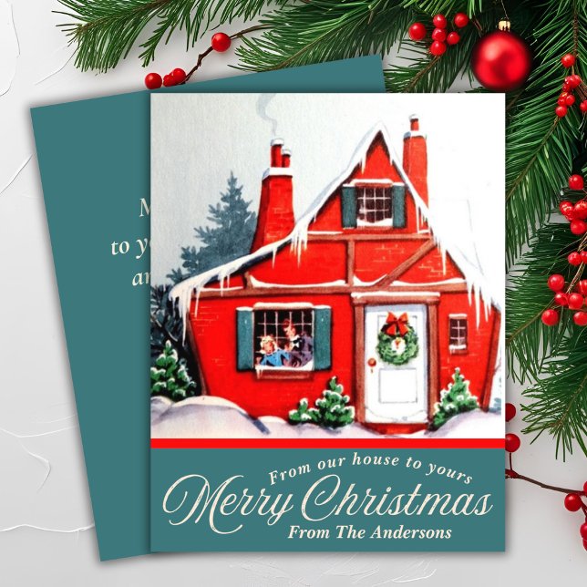 Vintag von unserem Haus zu Ihren Weihnachten (Vintage From Our House To Yours Custom Christmas Holiday Card)