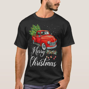Vintag Wagon Red Car Frohe Weihnachtsbaum T-Shirt
