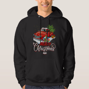 Vintag Wagon Red Truck Weihnachtsbaum Pajama Fami Hoodie