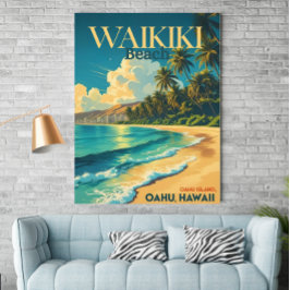 Vintag Waikiki Beach, Hawaii - Retro-Reiseplakat Poster