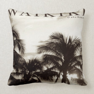 Vintag Waikiki Hawaiian Palm Kissen