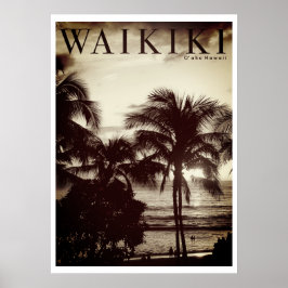 Vintag Waikiki Hawaiian Palm Poster