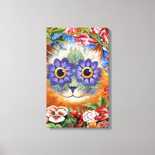 Vintag Wain Blume Cat Art Wrapped Canvas Leinwanddruck