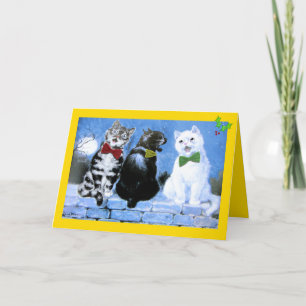 Vintag Wain Christmas Cats Choir Art Feiertagskarte