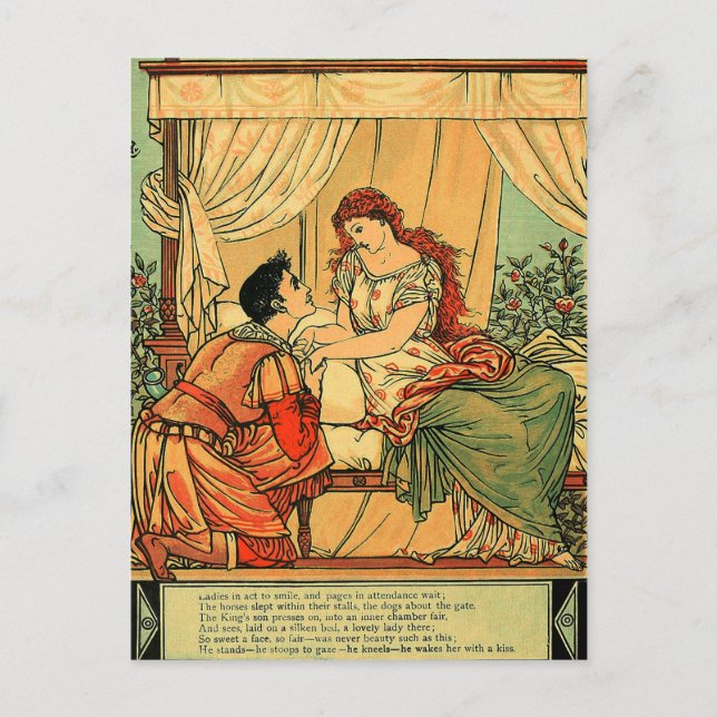 Vintag Walter Crane Schlafen Schöne Küche Tale Postkarte (Vorderseite)