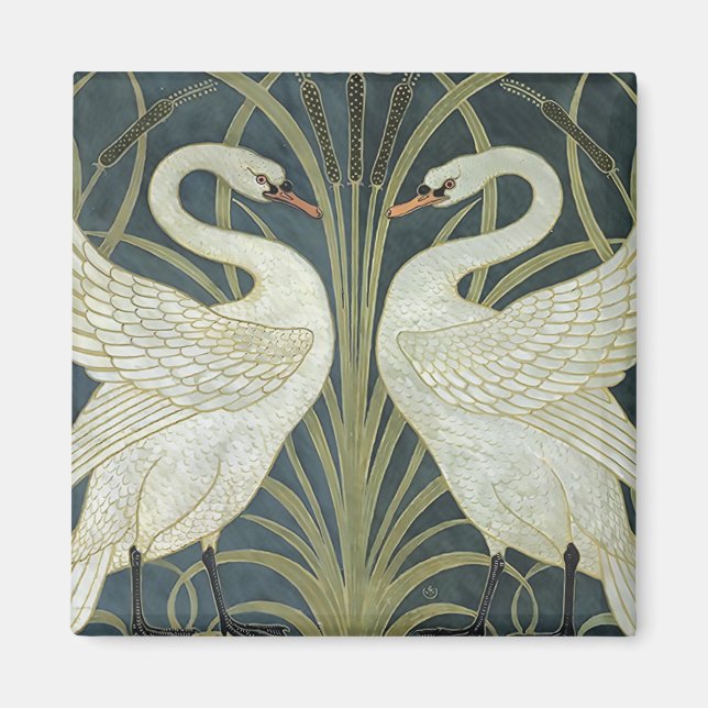 Vintag Walter Crane Swan Rush und Iris Magnet (Vorne)