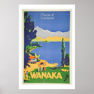 Vintag Wanaka New Zealand Lakeland Travel Poster
