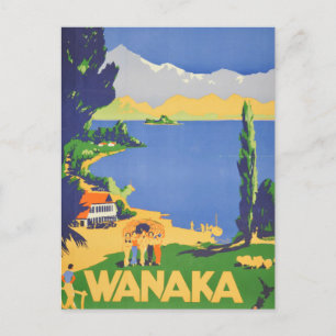 Vintag Wanaka New Zealand Lakeland Travel Postkarte