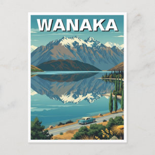 Vintag Wanaka New Zealand Travel Postkarte