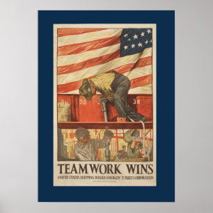 Vintag War Teamwork Poster