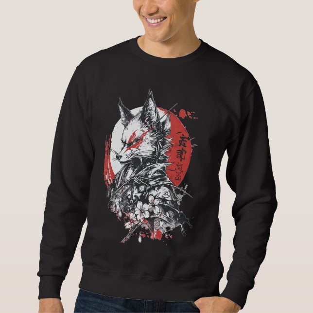 Vintag Warrior Fox Japanisch Ästhetische Streetwea Sweatshirt (Vorderseite)