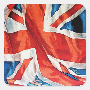 Vintag Wartime Wavy Union Jack British Flag Quadratischer Aufkleber