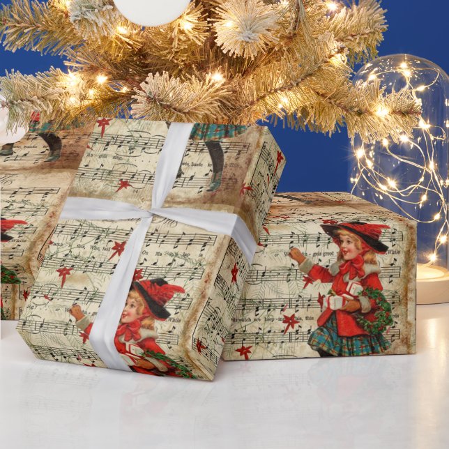 Vintag, was Kind ist dieses Weihnachtslied Geschenkpapier (Feiertage)