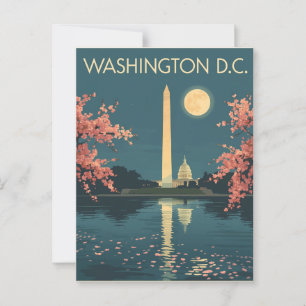 Vintag Washington D.C. Cherry Blossoms Travel Postkarte