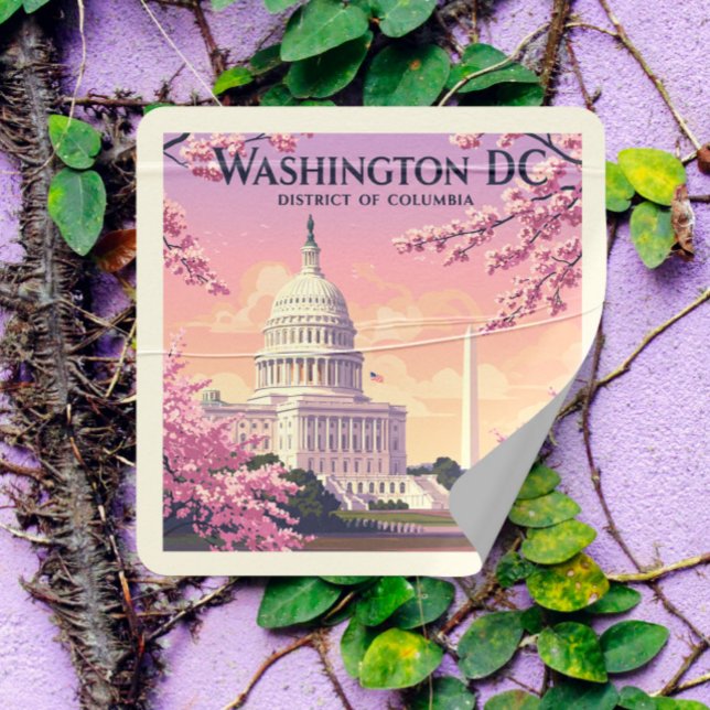 Vintag Washington D.C. Quadratischer Aufkleber (Von Creator hochgeladen)