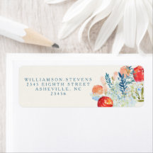 Vintag Watercolor Florals Boho Wedding Address