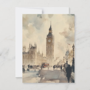 Vintag Watercolor Travel Postcard London Postkarte