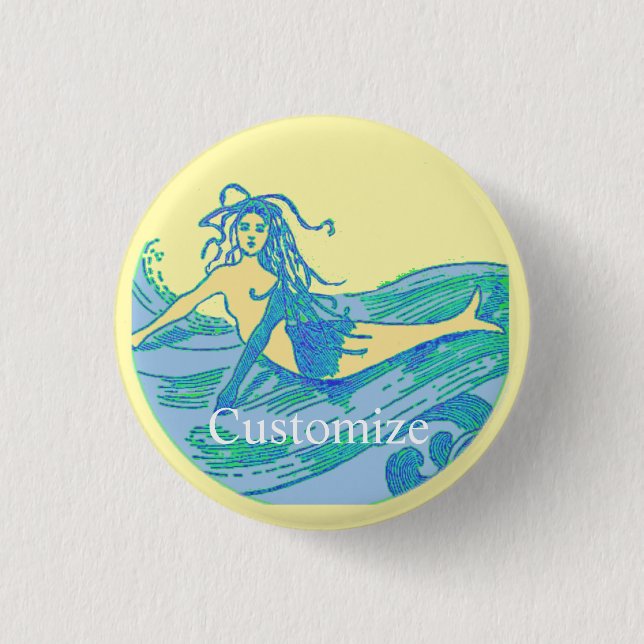 Vintag Waveriding Mermaid Thunder_Cove Button (Vorderseite)