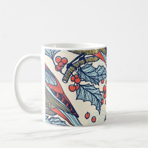 Vintag Waxwings Weihnachtsmuster Kaffeetasse