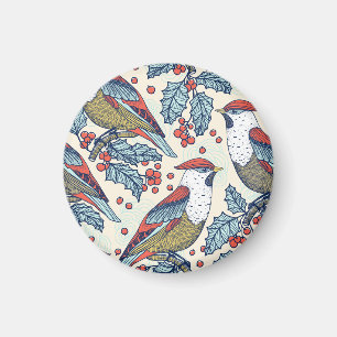 Vintag Waxwings Weihnachtsmuster Magnet