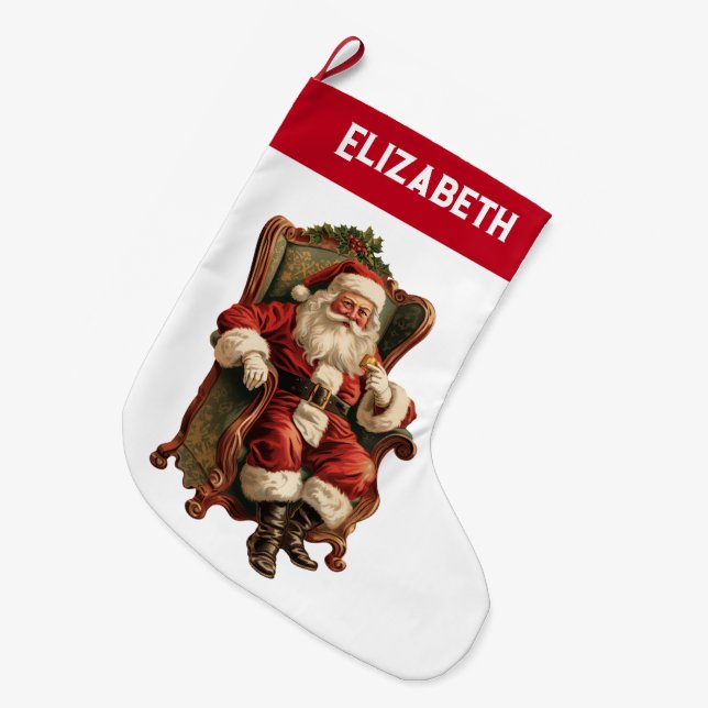 Vintag Weihnachten Großer Weihnachtsstrumpf (Vorderansicht (hängend))