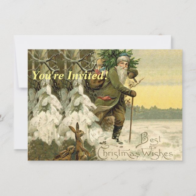 Vintag Weihnachten Viktorianischer Urlaub Einladung (Vorderseite)
