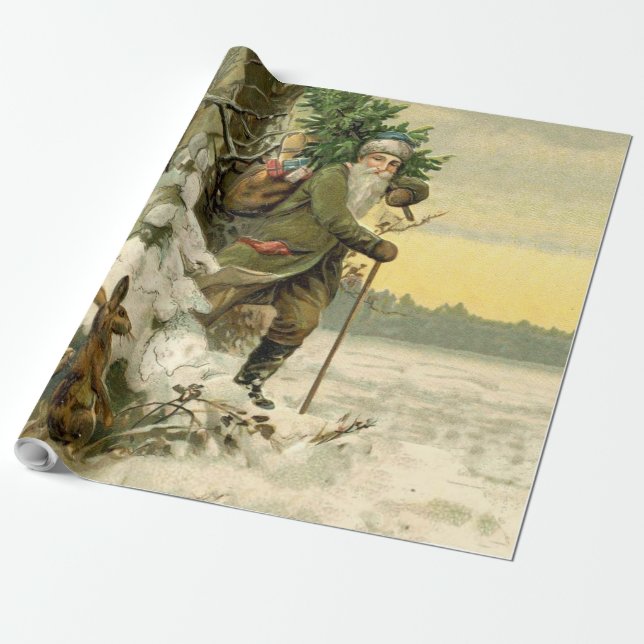 Vintag Weihnachten Viktorianischer Urlaub Geschenkpapier (Ungerollt)