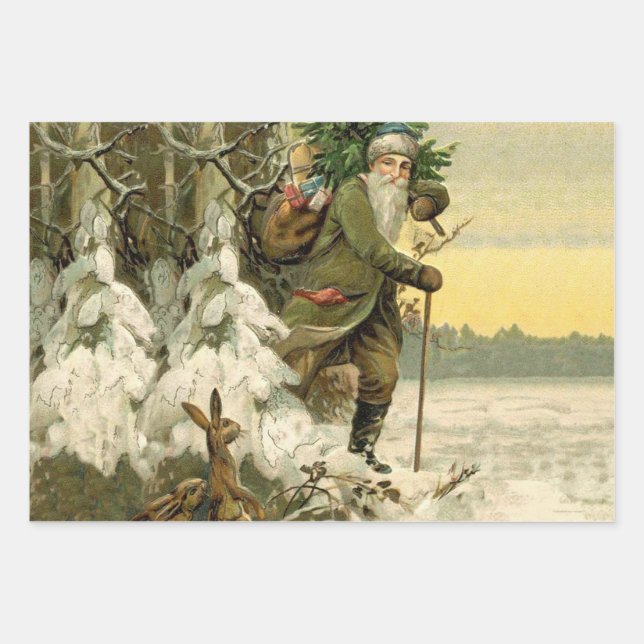 Vintag Weihnachten Viktorianischer Urlaub Geschenkpapier Set (Vorderseite)