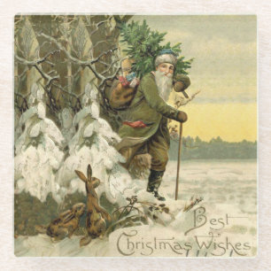 Vintag Weihnachten Viktorianischer Urlaub Glasuntersetzer