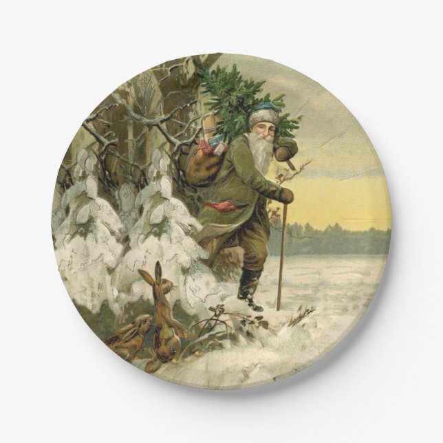 Vintag Weihnachten Viktorianischer Urlaub Pappteller (Vorderseite)