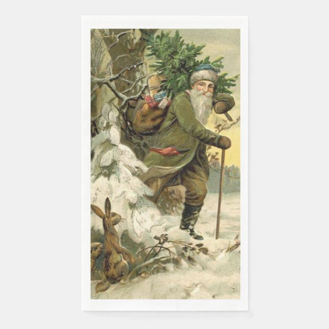 Vintag Weihnachten Viktorianischer Urlaub Serviette (Vorderseite)
