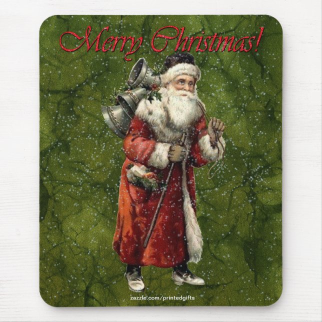 Vintag Weihnachtsgeschenk und Schnee Frohe Weihnac Mousepad (Vorne)