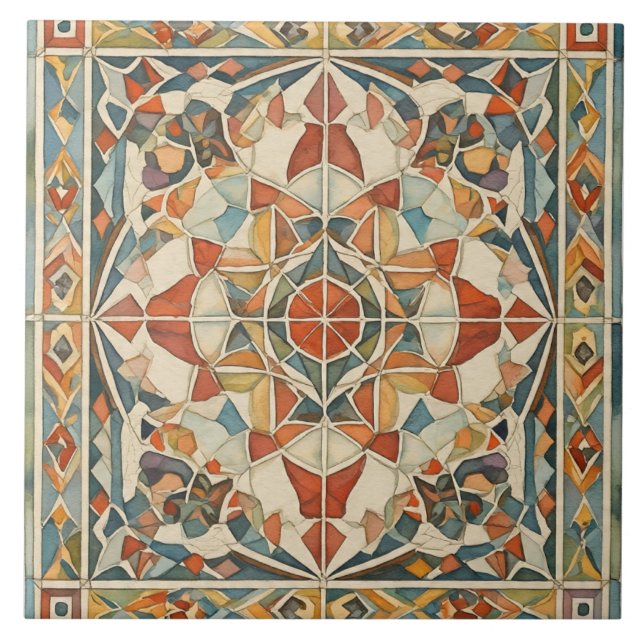 Vintag, Weihnachtsmosaik Muster, Keramik Tile Fliese (Vorderseite)