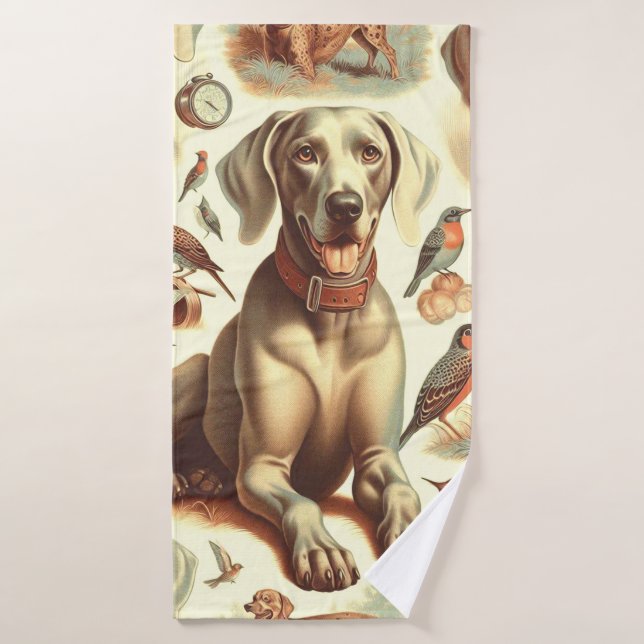 Vintag Weimaraner nahtlos Badehandtuch (Badehandtuch)