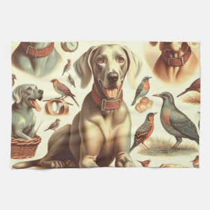 Vintag Weimaraner nahtlos Geschirrtuch