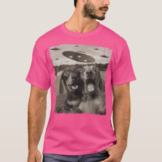 Vintag Weiner Ufo begegnet Funny Ufo und Dachsh T-Shirt