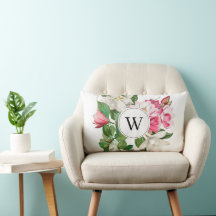 Vintag-Weiß-und rosa-Magnolien-Blume Monogramm