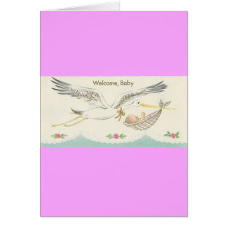 Vintag "Welcome, Baby" mit Stork