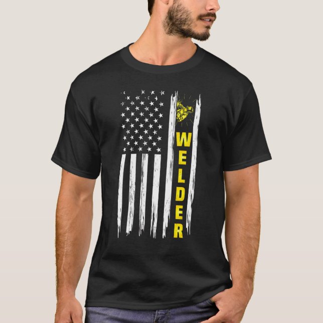 Vintag Welder American Flag Welder A T-Shirt (Vorderseite)
