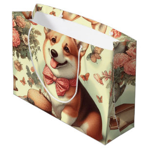 Vintag Welsh Corgi Cardigan Illustration Große Geschenktüte