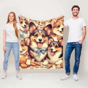 Vintag Welsh Corgi Cardigan Seamless Fleecedecke