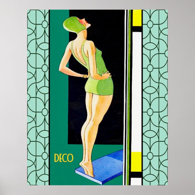 Vintag (Werbung) Art Deco Diver Poster (Vorne)