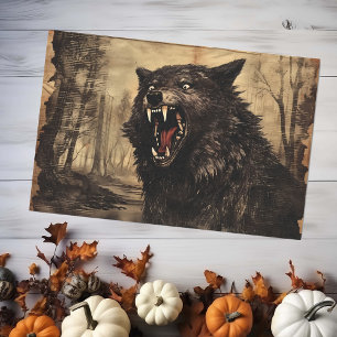 Vintag Werewolf Halloween Decoupage Seidenpapier