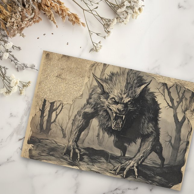 Vintag Werewolf Halloween Decoupage Seidenpapier (Von Creator hochgeladen)