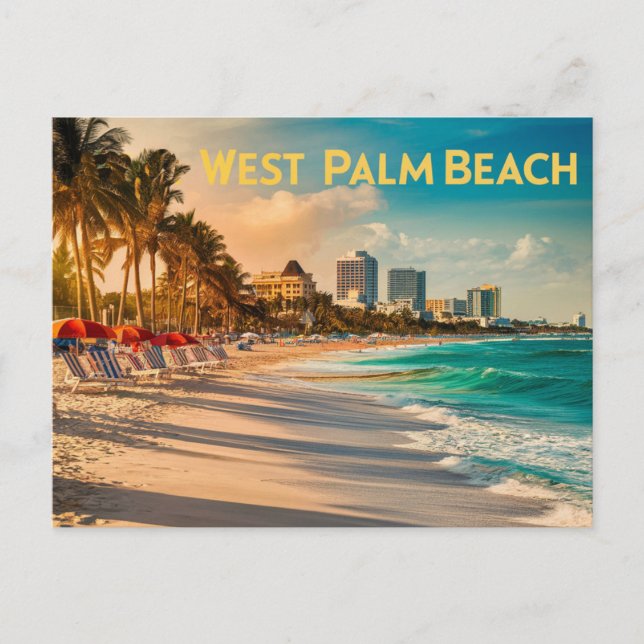 Vintag West Palm Beach, Florida Postkarte (Vorderseite)