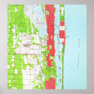 Vintag West Palm Beach & Palm Beach FL Karte (1946 Poster