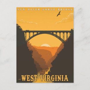 Vintag West Virginia Postkarte
