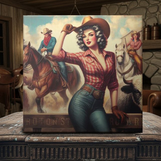 Vintag Western Cowgirl Fliese (Von Creator hochgeladen)