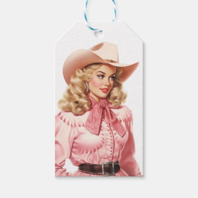 Vintag Western Cowgirl Geschenkanhänger (Vorderseite)