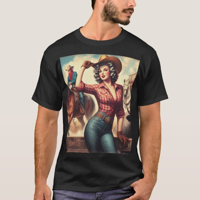 Vintag Western Cowgirl T-Shirt (Vorderseite)